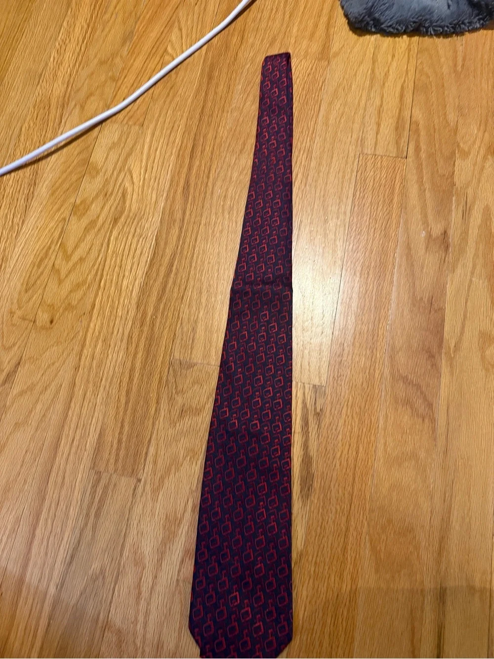 Gucci Vintage Navy and Red Geometric Silk Tie